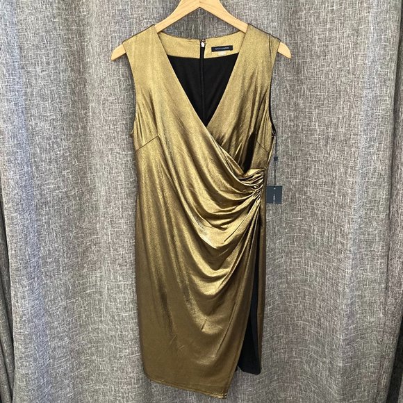 Tommy Hilfiger Dresses & Skirts - Tommy Hilfiger, Gold Shimmer Sheath Wrap Dress, 10, NWT